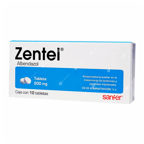 Zentel 200mg x 10 Tabletas